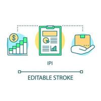 IPI concept icon. Industrial production index idea thin line illustration. Economic manufacture indicator. Manufacturing output. Industry productivity. Vector isolated outline drawing. Editable stroke