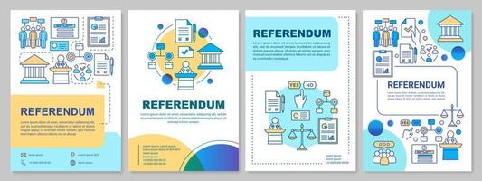 Referendum brochure template layout. Popular vote. Citizens ballot. Flyer, booklet, leaflet print design, linear illustrations. Vector page layouts for magazines, annual reports, advertising posters