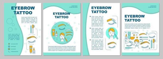 Eyebrow tattoo brochure template layout. Permanent makeup blue flyer, booklet, leaflet print design with linear illustrations. Vector page layouts for magazines, annual reports, advertising posters