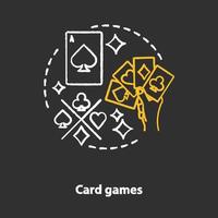 Card games chalk concept icon. Poker and blackjack idea. Playing cards suits, aces. Gambling, games of chance. Casino. Vector isolated chalkboard illustration