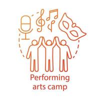 Performing arts camp concept icon. Artistic, creative personalities community, club idea thin line illustration. Theatre, movie acting amateurs. Vector isolated outline drawing. Editable stroke