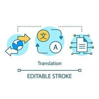 icono del concepto de servicios de traducción. Ilustración de línea fina de idea de interpretación de idioma extranjero. traductor de idiomas de diferentes países. dibujo de contorno aislado vectorial. trazo editable vector