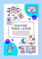 Diseño de plantilla de folleto de traducción automática. traducción automática multilingüe. folleto, folleto, diseño de impresión de folletos con ilustraciones lineales. diseños de páginas vectoriales para revistas, carteles publicitarios vector