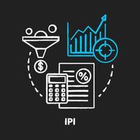 IPI chalk concept icon. Industrial production index idea. Economic manufacture indicator. Manufacturing output measurement. Industry productivity. Vector isolated chalkboard illustration