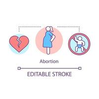 Abortion concept icon. Miscarriage idea thin line illustration. Pregnancy loss, termination. Women health problem. Fetal death, stillbirth, spontaneous abort. Vector isolated drawing. Editable stroke