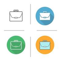 Briefcase icon. Flat design, linear and color styles. Laptop bag. Portfolio. Isolated vector illustrations