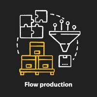 icono de concepto de tiza de producción de flujo. idea de fabricación de flujo continuo. proceso de producción. método de fabricación. fabricación repetitiva e ininterrumpida. vector ilustración de pizarra aislada