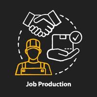 Job production chalk concept icon. Jobbing and one-off production idea. Custom work producing. Manufacturing method. Individual work process. Vector isolated chalkboard illustration