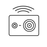 Cámara de acción con conexión wifi inalámbrica. icono lineal. Ilustración de línea fina. símbolo de contorno. dibujo de contorno aislado vectorial vector