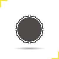 Beer bottle cap icon. Drop shadow silhouette symbol. Negative space. Vector isolated illustration