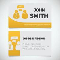 Business card print template with interview logo. Journalist. Correspondent. Reporter. Stationery design concept. Vector illustration