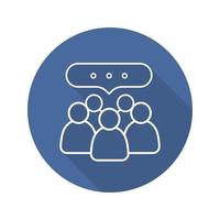 Conference flat linear long shadow icon. Business teamwork. Meeting. Vector line symbol