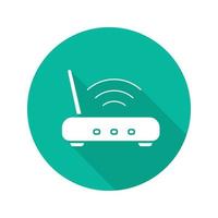 Wifi router flat design long shadow icon. Wi fi signal. Vector silhouette symbol