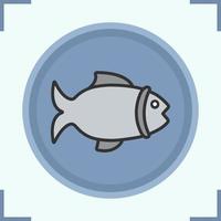 Fish color icon. Grocery store seafood sign. Isolated vector illustration