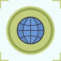 Globe color icon. Earth spherical model. Isolated vector illustration