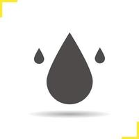 Water resources icon. Drop shadow silhouette symbol. Water drops. Vector isolated illustration