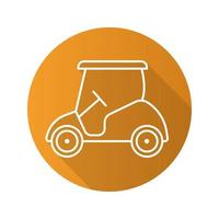 Golf cart flat linear long shadow icon. Vector line symbol