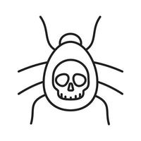 Poisonous spider linear icon. Thin line illustration. Danger bug. Computer virus contour symbol. Vector isolated outline drawing