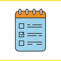 To do list color icon. Notebook with tick mark. Notepad. Isolated vector illustration