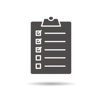 Clipboard checklist icon. Drop shadow silhouette symbol. To do list. Negative space. Vector isolated illustration