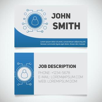 Business card print template with user logo. Manager. Programmer. System administrator. Stationery design concept. Vector illustration