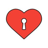 Heart with keyhole color icon. Valentine's Day. Isolated vector illustration