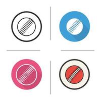 Cricket ball icon. Flat design, linear and color styles. Isolated vector illustrations