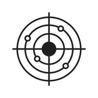 Shooting range icon. Gun target with bullet holes. Radar silhouette symbol. Negative space. Vector isolated illustration