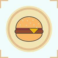icono de color de hamburguesa. hamburguesa de queso de comida rápida. ilustración vectorial aislada