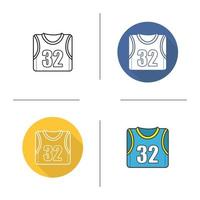 Basketball player's shirt icon. Flat design, linear and color styles. Isolated vector illustrations