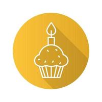 Easter cake and candle. Flat linear long shadow icon. Vector line symbol