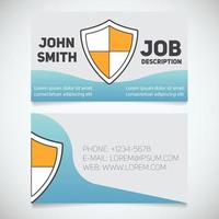 Business card print template with shield logo. Protection. Security guard. Cyber security. Stationery design concept. Vector illustration