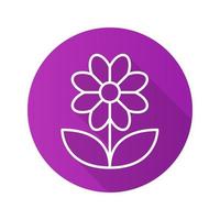 Camomile flat linear long shadow icon. Flower. Vector line symbol