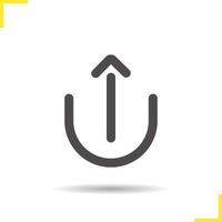 Upload arrow icon. Drop shadow silhouette symbol. Negative space. Vector isolated illustration
