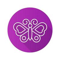 Butterfly flat linear long shadow icon. Moth. Vector line symbol