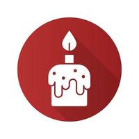 Melting candle flat design long shadow icon. Vector silhouette symbol