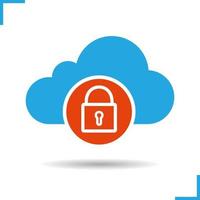 Cloud storage access denied icon. Drop shadow silhouette symbol. Cloud computing. Security. Negative space. Vector isolated illustration