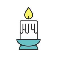 Melting candle color icon. Isolated vector illustration