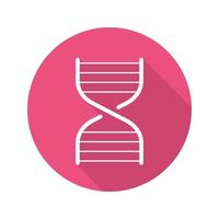 DNA chain model. Flat linear long shadow icon. Vector line symbol