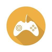 Gamepad flat design long shadow icon. Joystick. Vector silhouette symbol