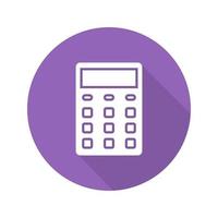 Calculator flat design long shadow icon. Vector silhouette symbol