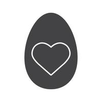 icono de glifo de huevo de Pascua. símbolo de silueta. huevo de pascua con patrón en forma de corazón. espacio negativo. vector ilustración aislada