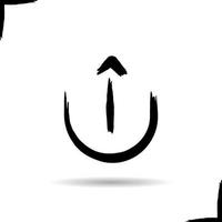 Upload arrow icon. Drop shadow symbol. Ink brush stroke. Vector isolated illustration