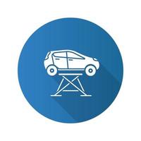 Car lift flat design long shadow glyph icon. Auto repair jack. Vector silhouette illustration