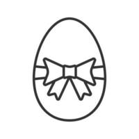 Easter egg linear icon. Thin line illustration. Easter egg with bow and ribbon contour symbol. Vector isolated outline drawing