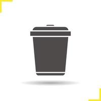 Trashcan icon. Drop shadow silhouette symbol. Dustbin. Trash bin. Negative space. Vector isolated illustration