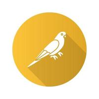 Budgerigar flat design long shadow glyph icon. Common parakeet. Parrot. Vector silhouette illustration