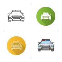 Police car icon. Flat design, linear and color styles. Isolated vector illustrations