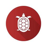 Tortoise flat design long shadow glyph icon. Turtle. Vector silhouette illustration