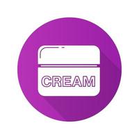 Face cream jar flat design long shadow icon. Cosmetics. Vector silhouette symbol